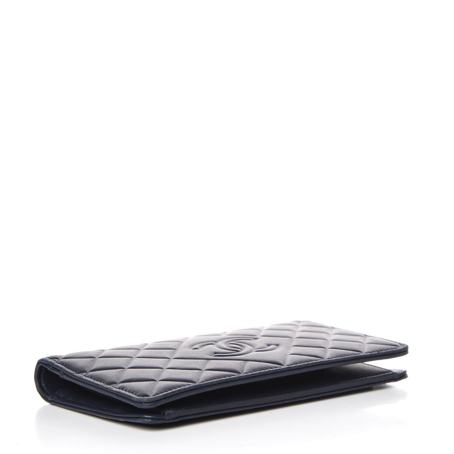 Chanel Lambskin Quilted Diamond CC Yen Wallet Blue 4 of 12