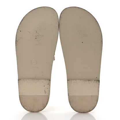 Chanel Shiny Calfskin Crystal Quilted Velcro Dad CC Slide Sandals 38 Light Beige 7 of 14