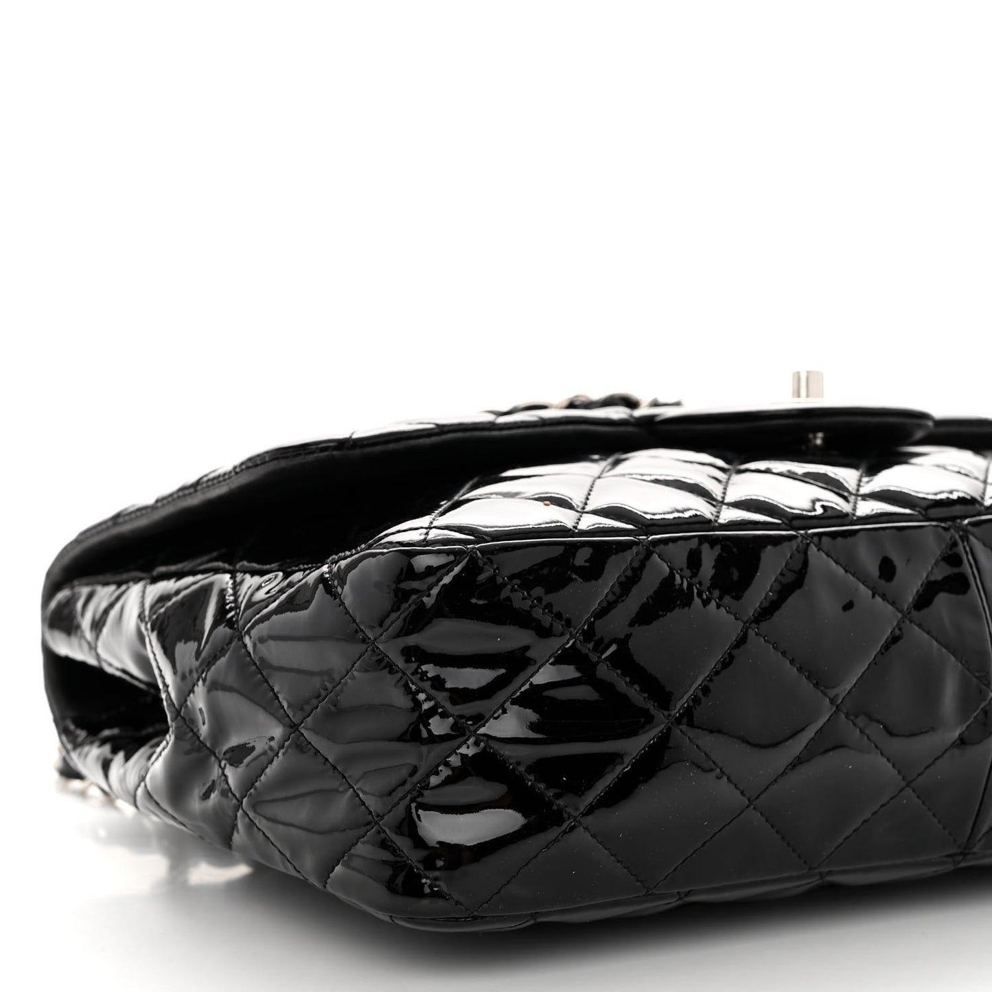 Patent Quilted Jumbo Single Flap Black