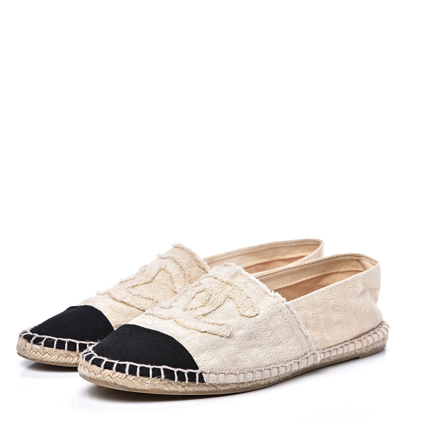 Linen CC Espadrilles 39 Beige Black