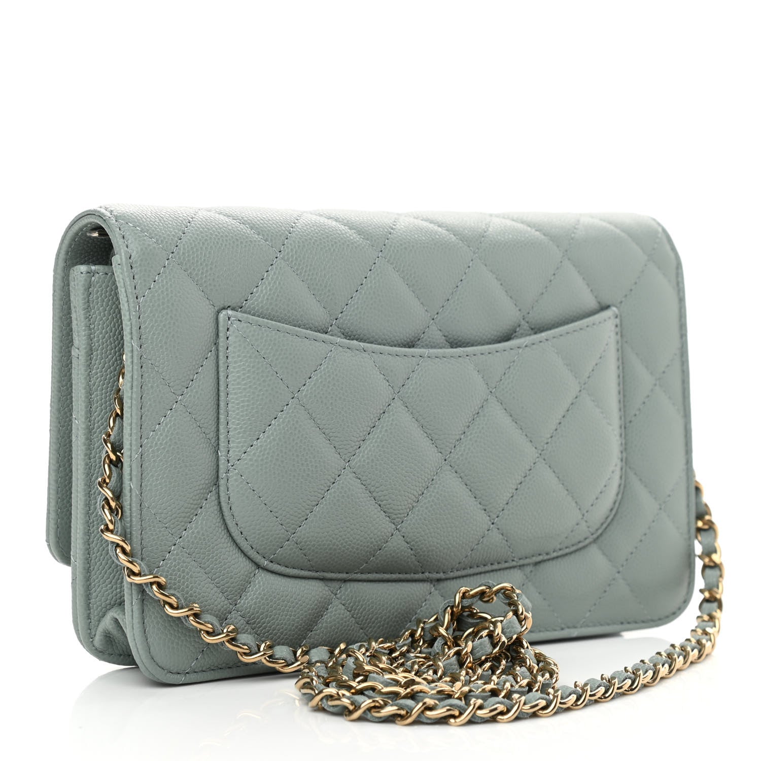Chanel Caviar Quilted Wallet On Chain WOC Light Grey 3 of 11