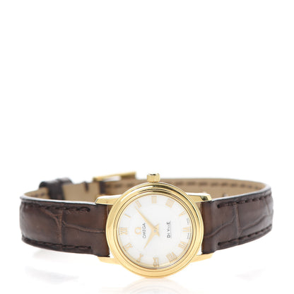 Omega 18K Yellow Gold Crocodile Mother of Pearl 22mm De Ville Prestige Quartz Watch 4670.71.02 2 of 4
