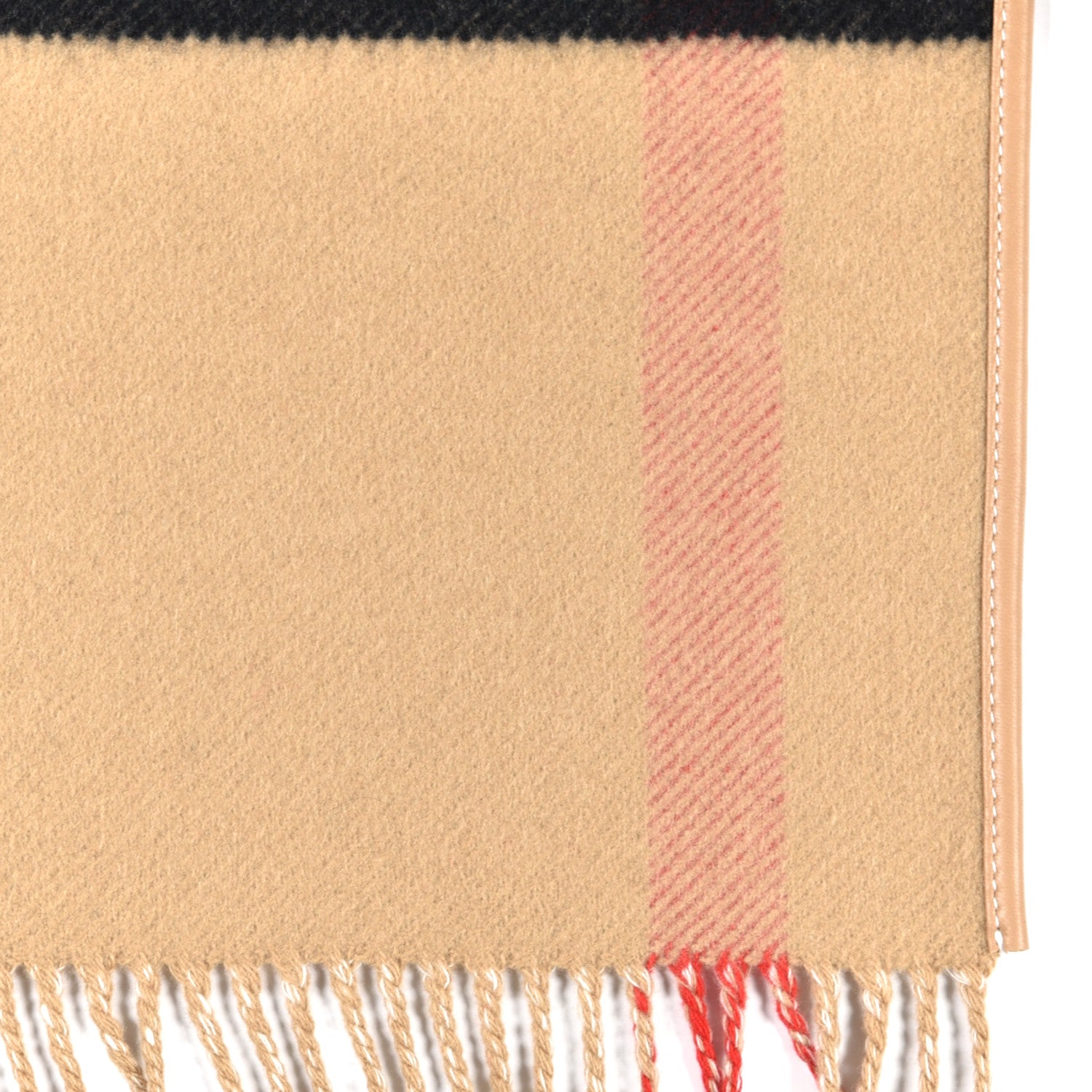 Burberry Wool Cashmere Lambskin Monogrammed TB Print Half Mega Check Cape Scarf Archive Beige 3 of 4