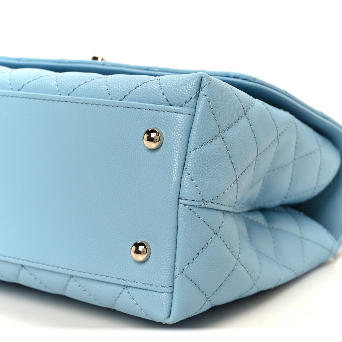 Caviar Quilted Small Coco Chain Handle Flap Light Blue