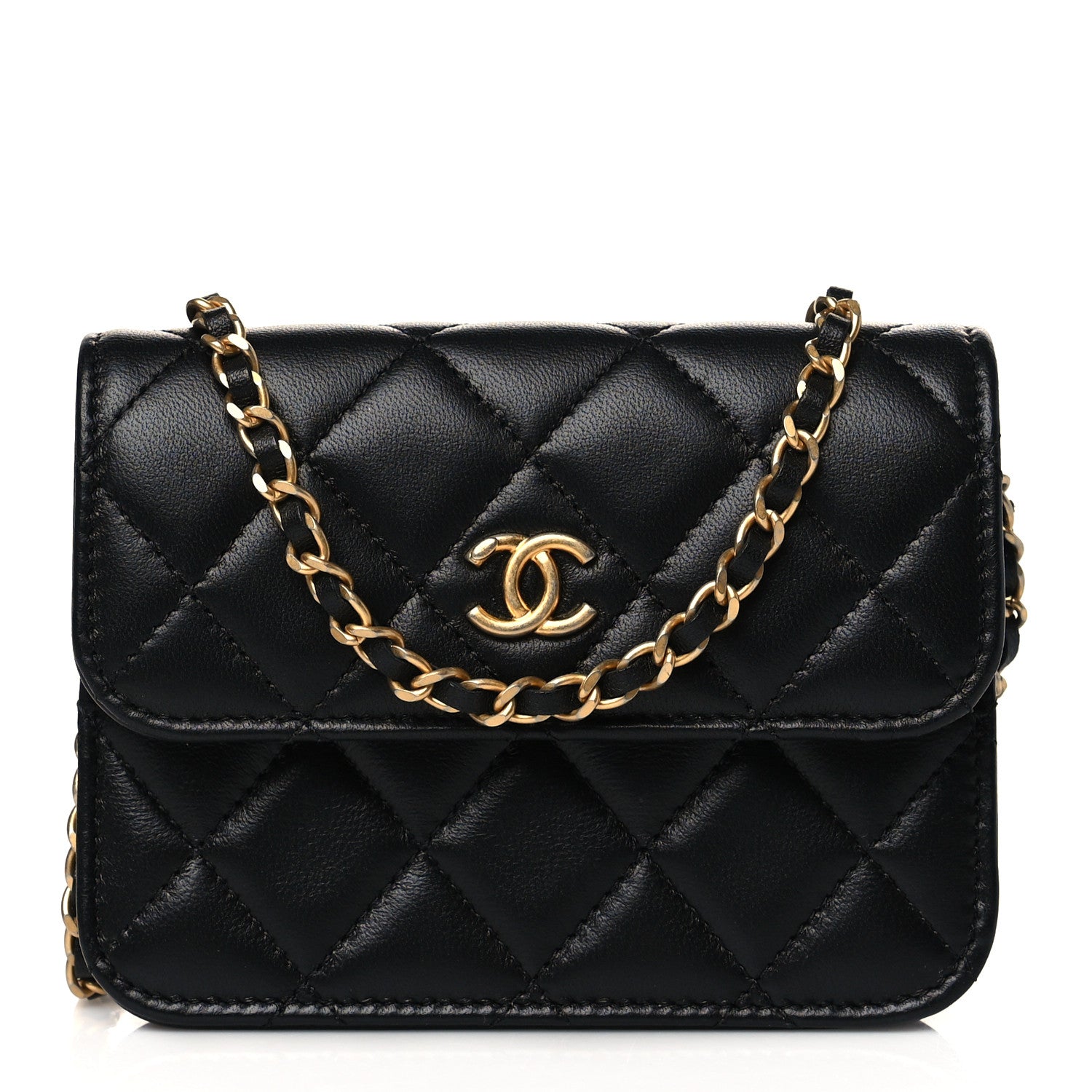 Chanel Lambskin Quilted Pearl Crush Clutch With Chain Black 1 of 12