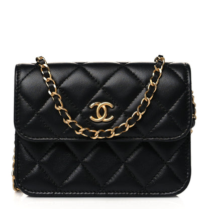Chanel Lambskin Quilted Pearl Crush Clutch With Chain Black 1 of 12