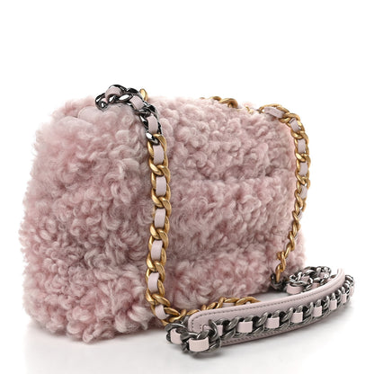 Chanel Shearling Sheepskin Medium Chanel 19 Flap Light Pink 3 of 11