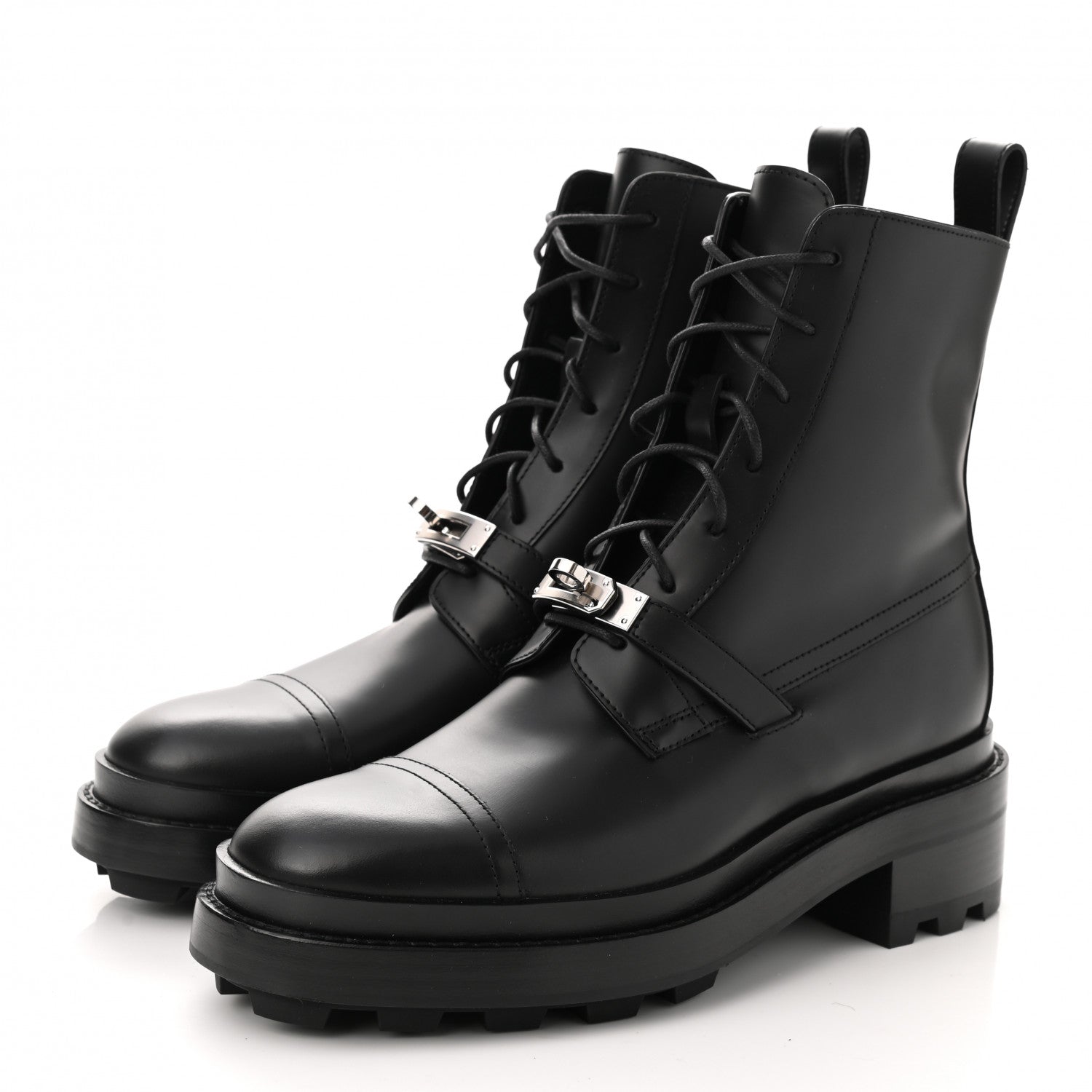 Hermes Glossed Calfskin Funk Ankle Boots 37.5 Black 4 of 9
