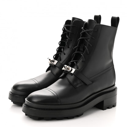 Hermes Glossed Calfskin Funk Ankle Boots 37.5 Black 4 of 9
