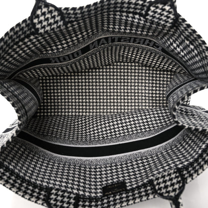 Christian Dior Canvas Houndstooth Embroidered Book Tote Black White 5 of 10