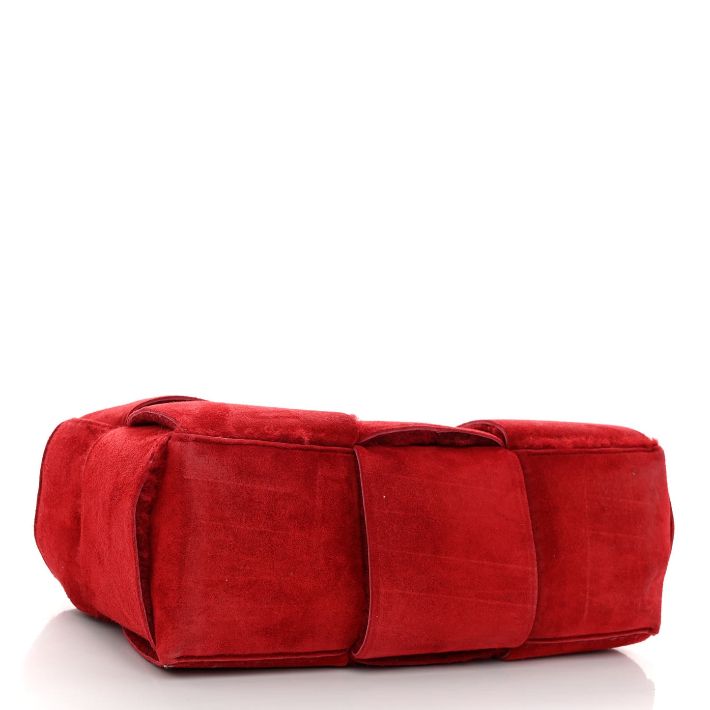 Suede Shearling Maxi Intrecciato Small Arco Tote Red