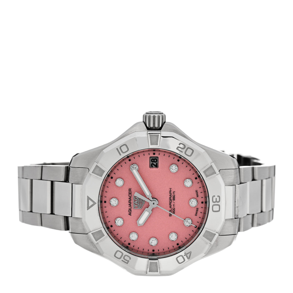 Stainless Steel Diamond 34mm Aquaracer Professional 200 Solargraph Automatic Watch Pink WBP1318