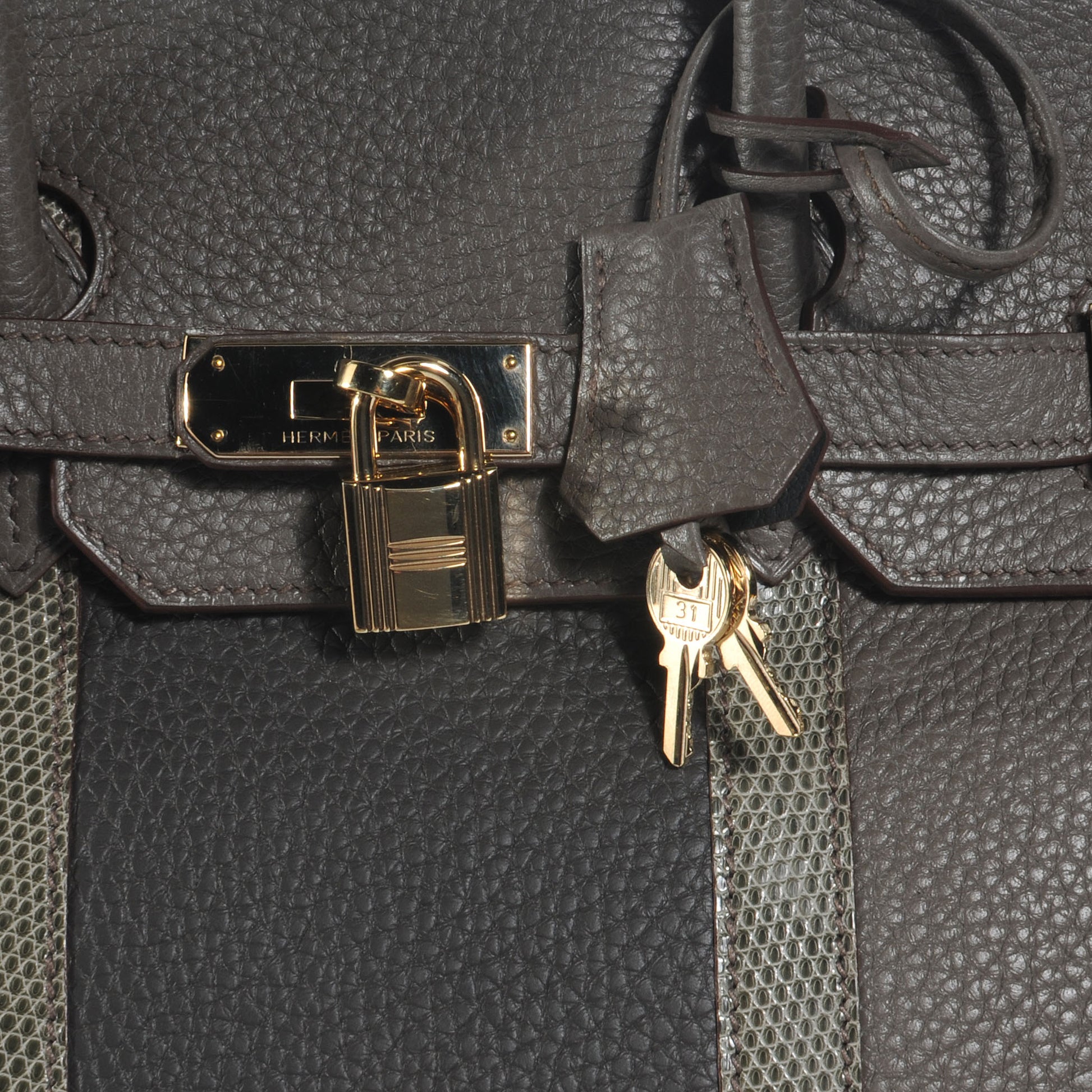 Hermes Taurillon Clemence Lizard Club Birkin 35 Etain 9 of 9