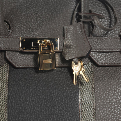 Hermes Taurillon Clemence Lizard Club Birkin 35 Etain 9 of 9