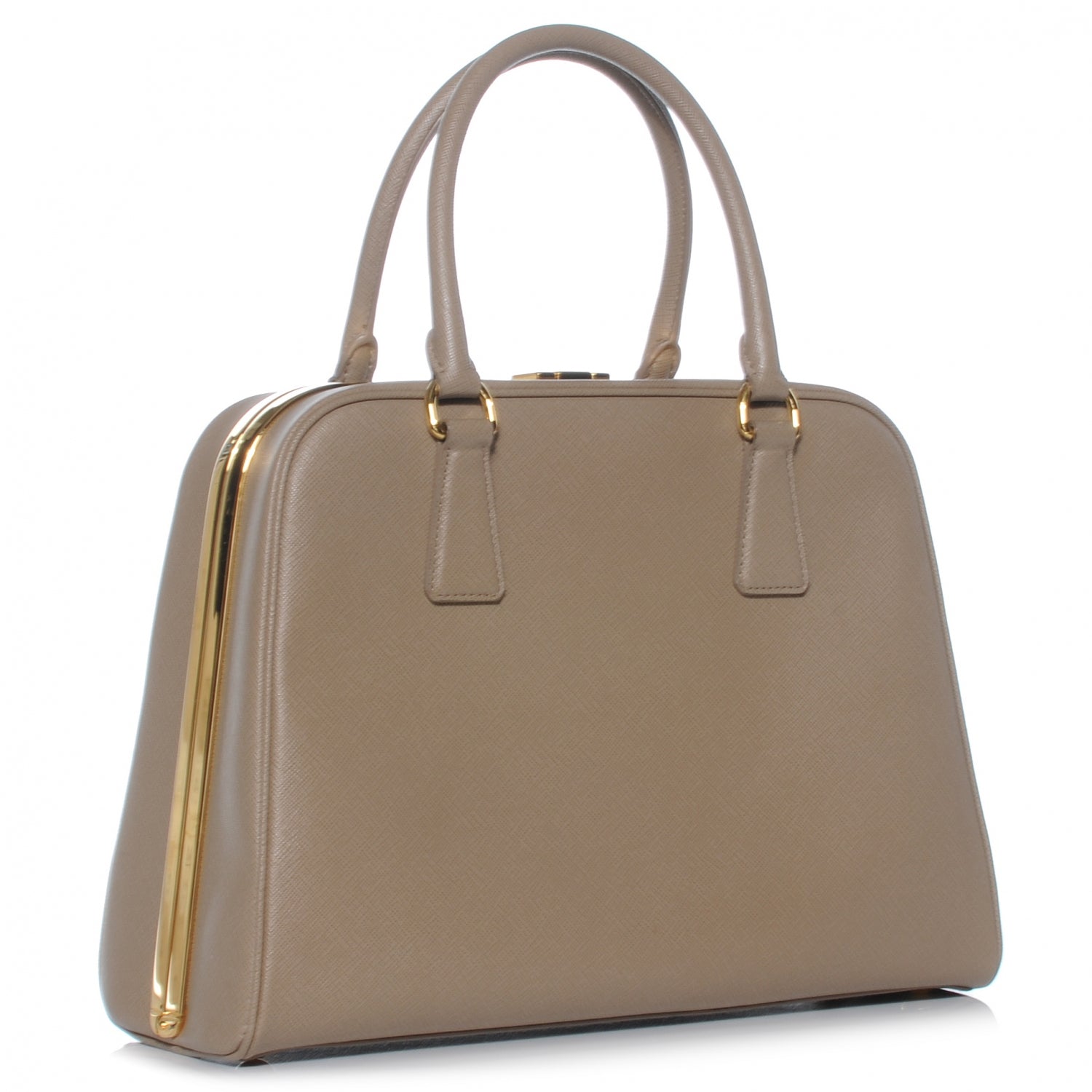 Prada Saffiano Lux Top Handle Bag Visone 3 of 9