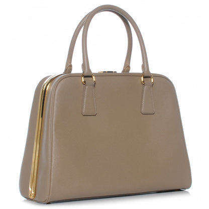 Prada Saffiano Lux Top Handle Bag Visone 3 of 9