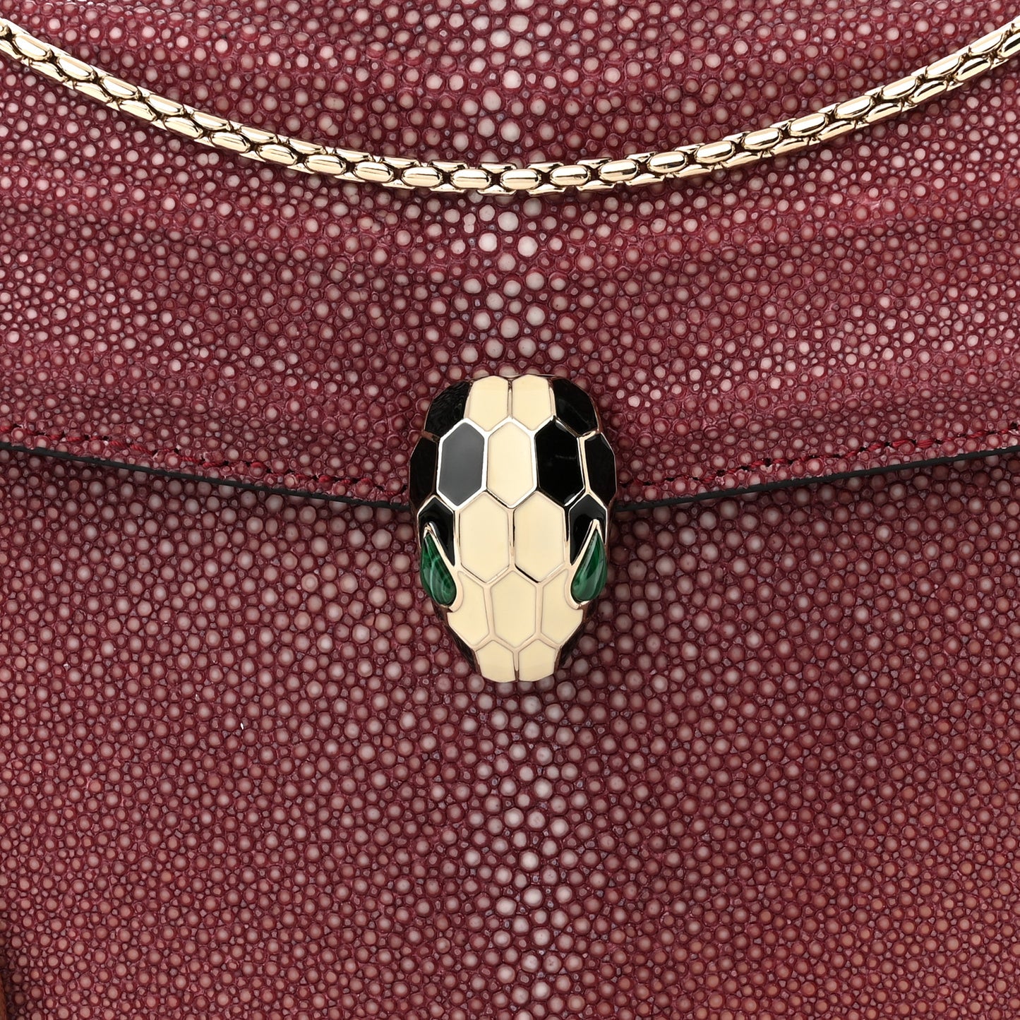 Calfskin Galuchat Serpenti Forever Shoulder Bag Plum