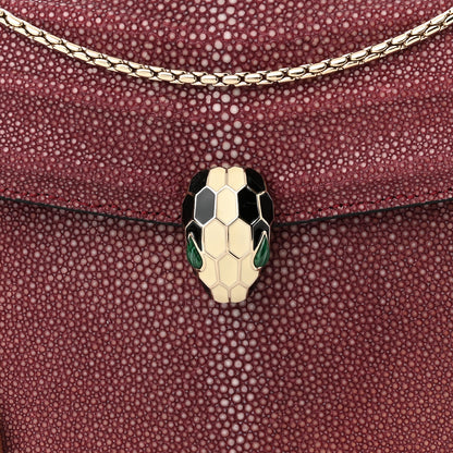Bulgari Calfskin Galuchat Serpenti Forever Shoulder Bag Plum 7 of 10