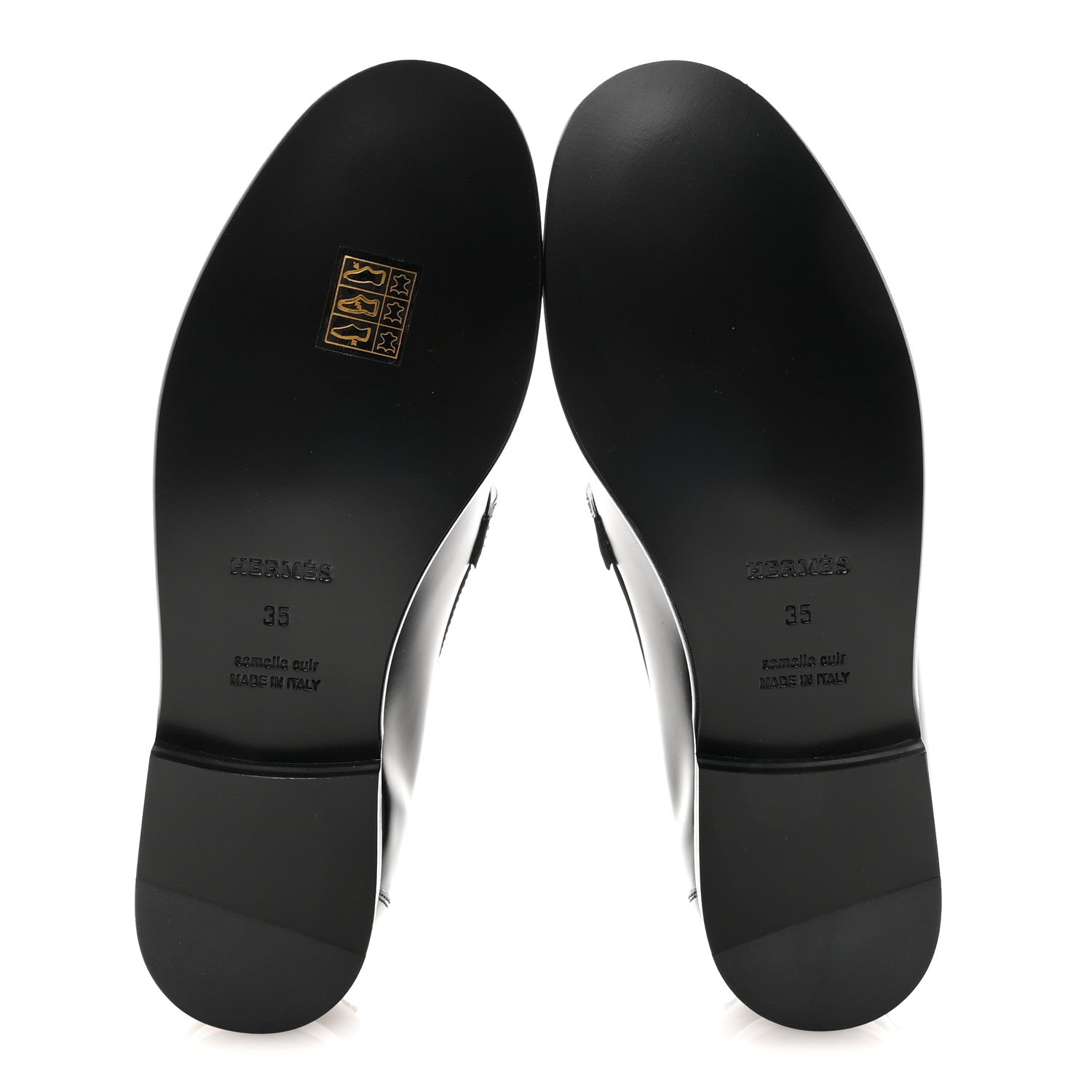 Hermes Glazed Calfskin Medor Studded Fringe Womens Destin Loafer 35 Black 6 of 10