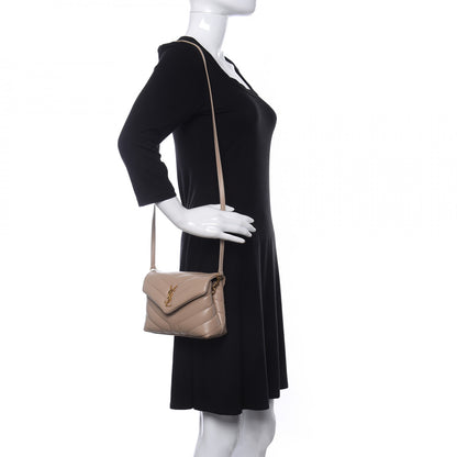 Saint Laurent Calfskin Y Quilted Monogram Toy Loulou Crossbody Bag Dark Beige 2 of 8