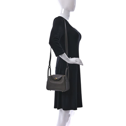 Hermes Taurillon Clemence Mini Lindy 20 Etain 2 of 10