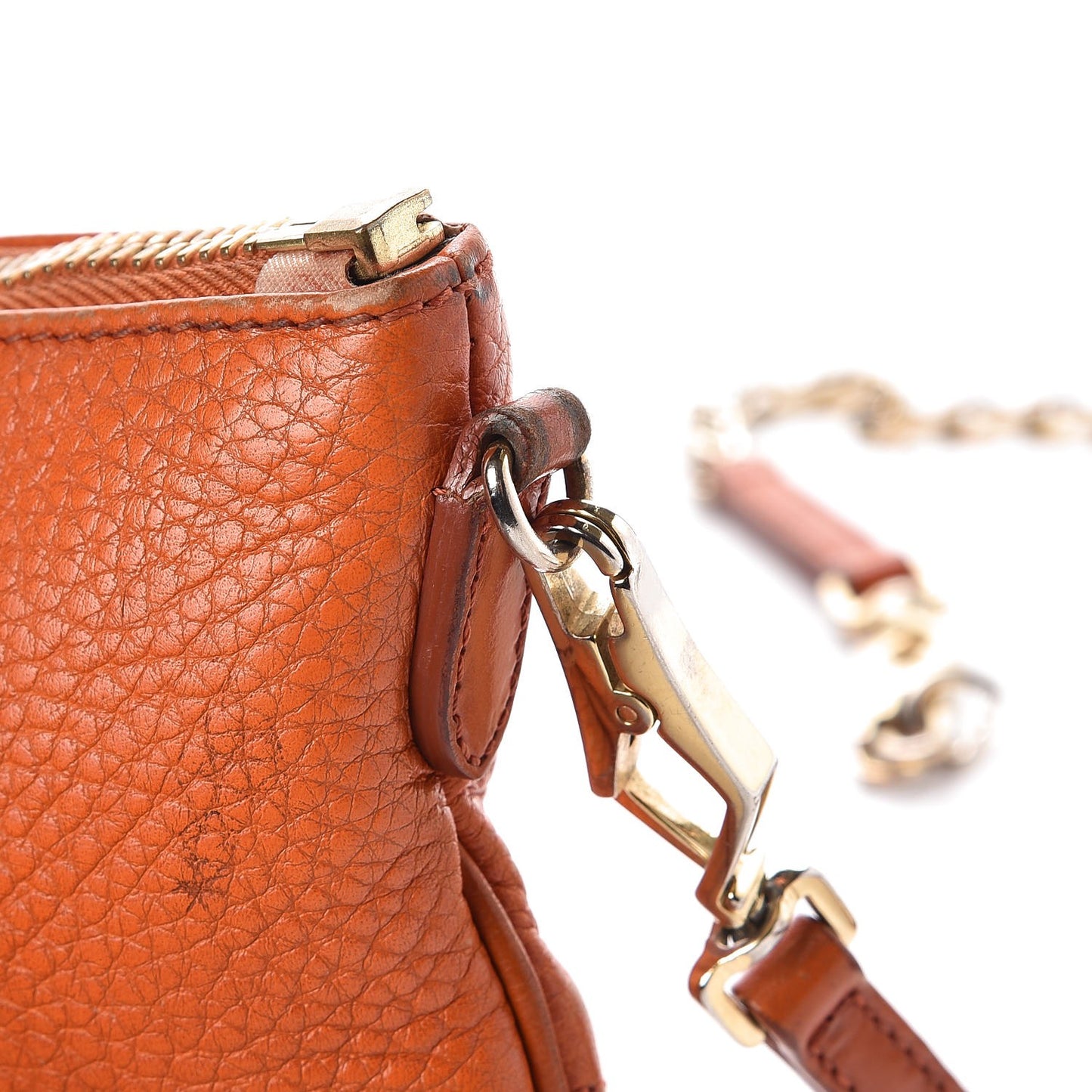 Signature Grain Calfskin Tassel Peyton Crossbody Clutch Bag Orange
