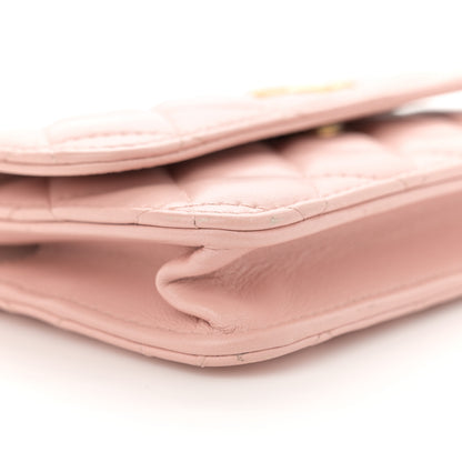 Chanel Lambskin Quilted Sweet Camellia Flap Phone Holder With Chain Pink 10 of 11