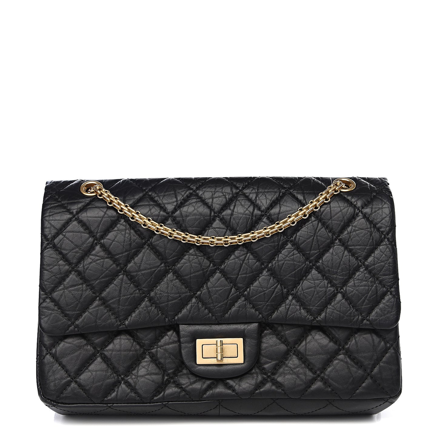 Aged Calfskin Quilted 2.55 Reissue 227 Flap Black