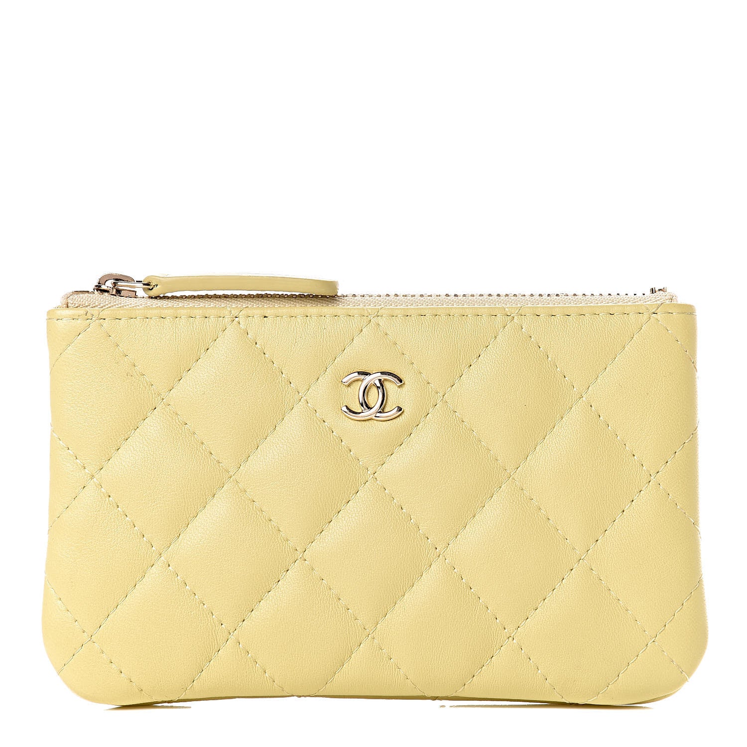 Chanel Lambskin Quilted Small Cosmetic Case Yellow 1 of 10
