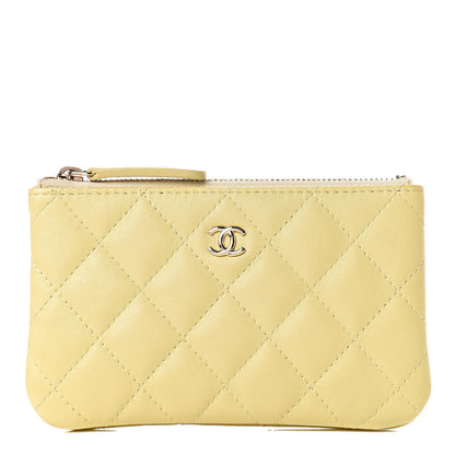 Chanel Lambskin Quilted Small Cosmetic Case Yellow 1 of 10
