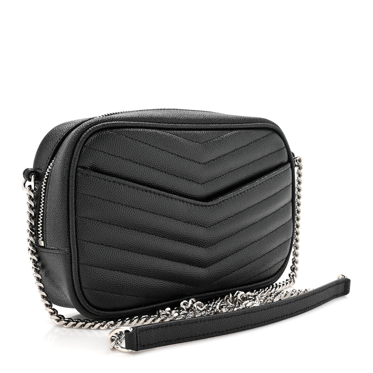 Saint Laurent Grain De Poudre Matelasse Monogram Mini Lou Camera Bag Black 3 of 11