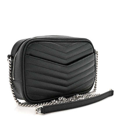 Saint Laurent Grain De Poudre Matelasse Monogram Mini Lou Camera Bag Black 3 of 11