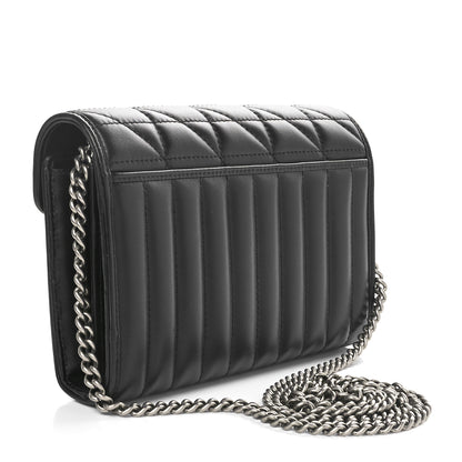 Gucci Calfskin Matelasse Aria GG Marmont Chain Wallet Black 2 of 11