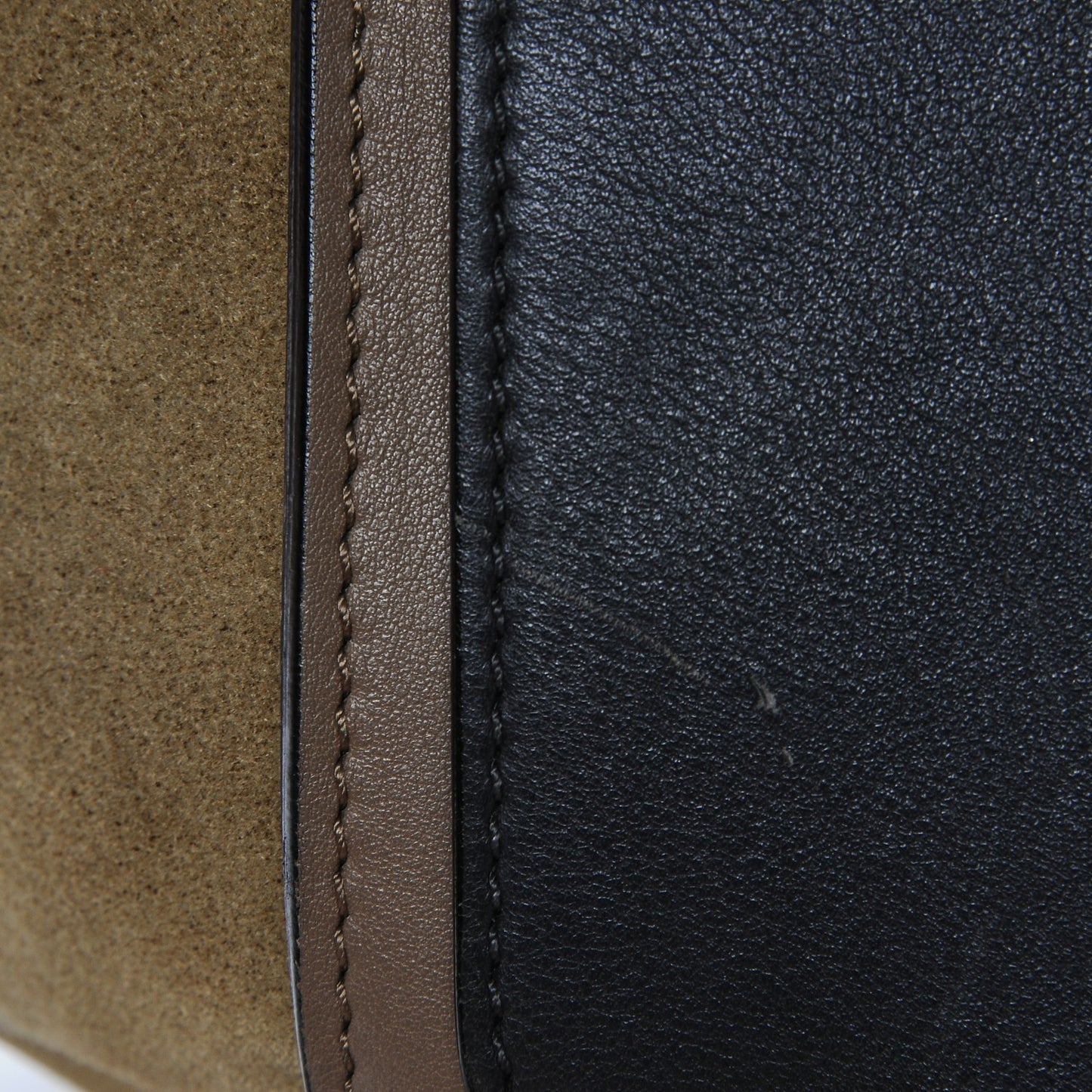 Smooth Calfskin Suede Medium Tri-Color Trapeze Olive