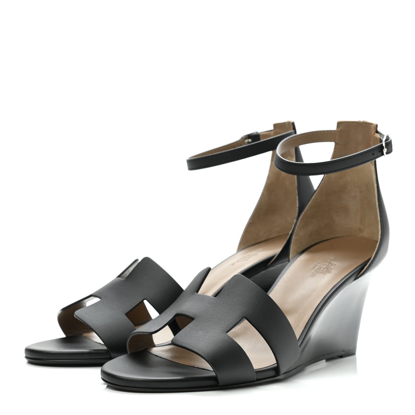 Calfskin Legend Wedge Sandals 41 Black