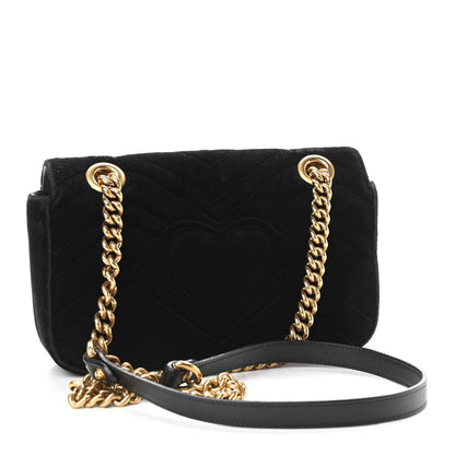 Gucci Velvet Matelasse Mini GG Marmont Shoulder Bag Black 3 of 15
