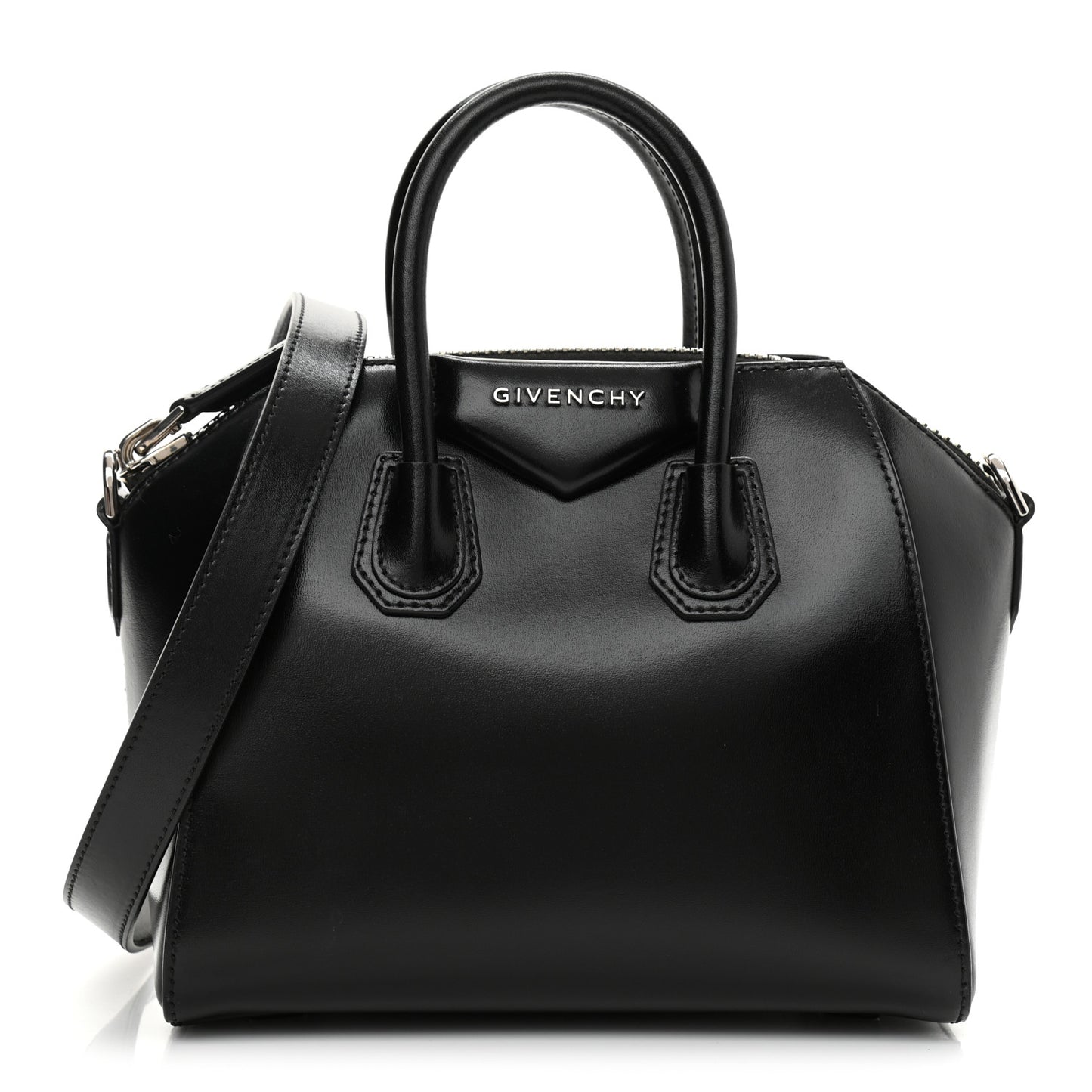 Shiny Lord Calfskin Mini Antigona Black