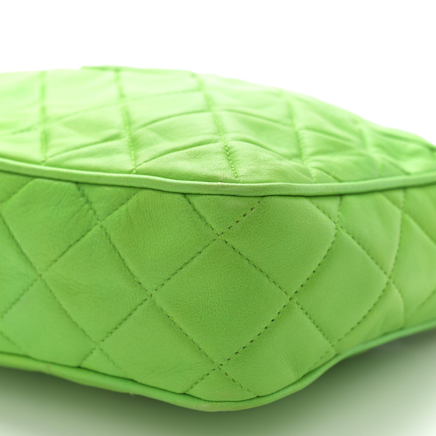 Lambskin Quilted Tassel Camera Case Green