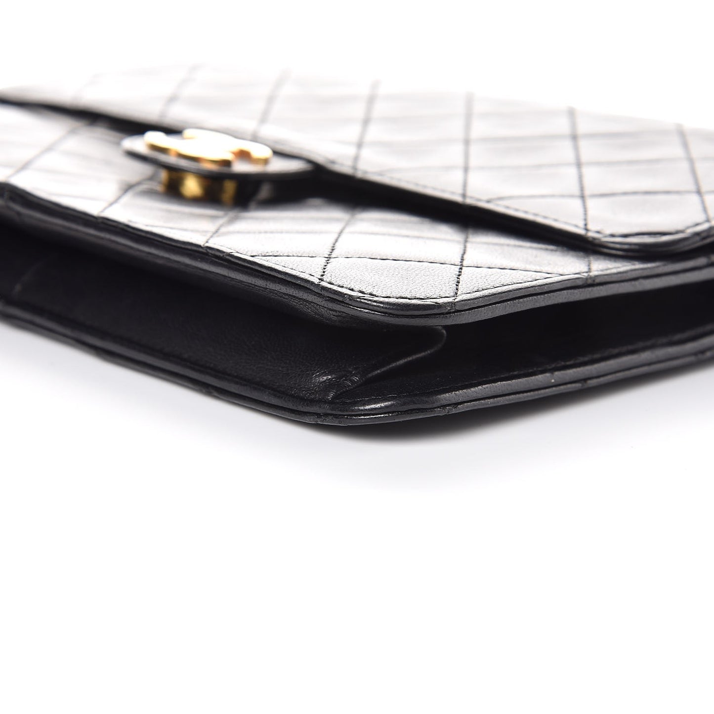 Lambskin Quilted Small Single Flap Black