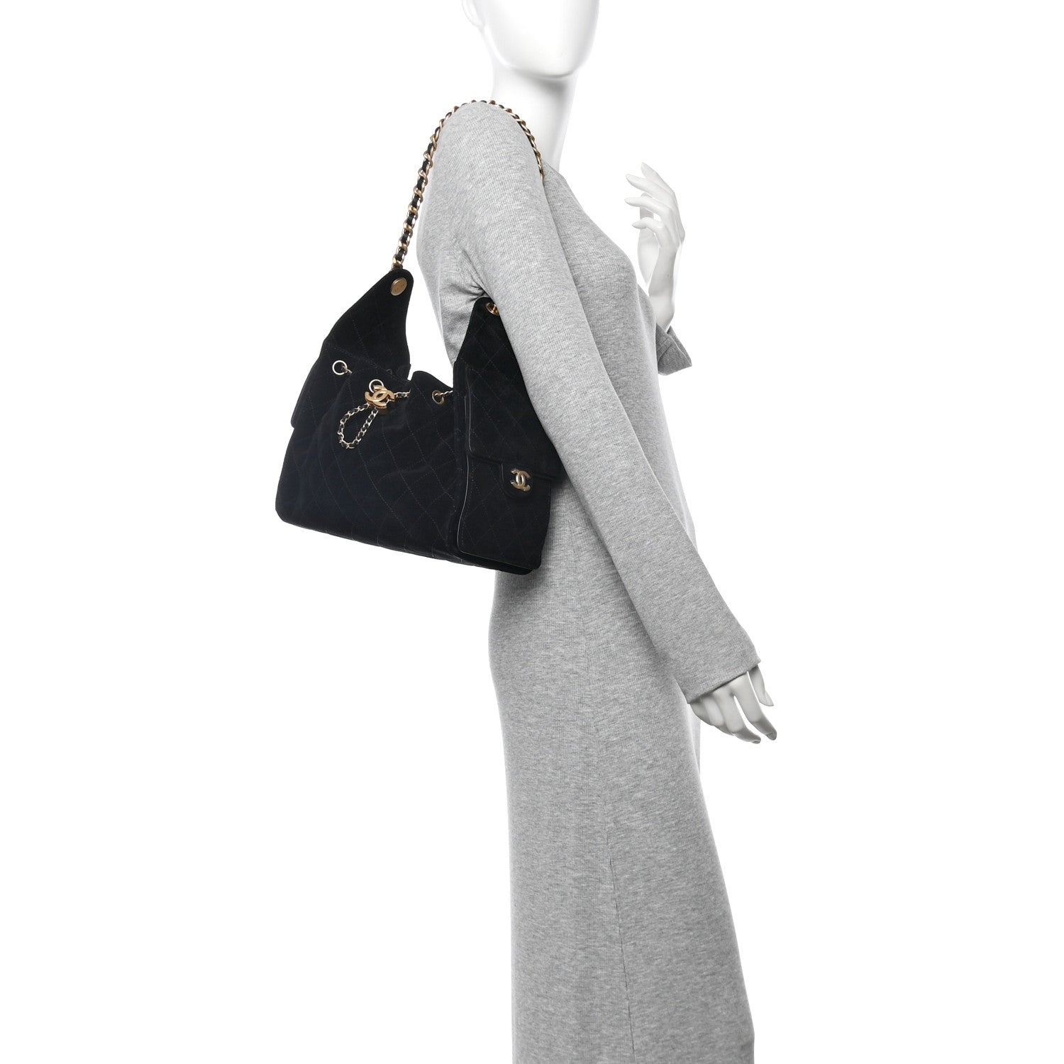 Chanel Suede Quilted Small Chanel 25 Handbag Black 2 of 11
