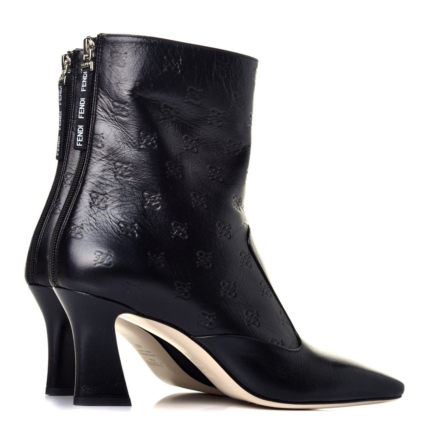 Vitello Karligraphy Embossed FFreedom Ankle Boots 40 Black