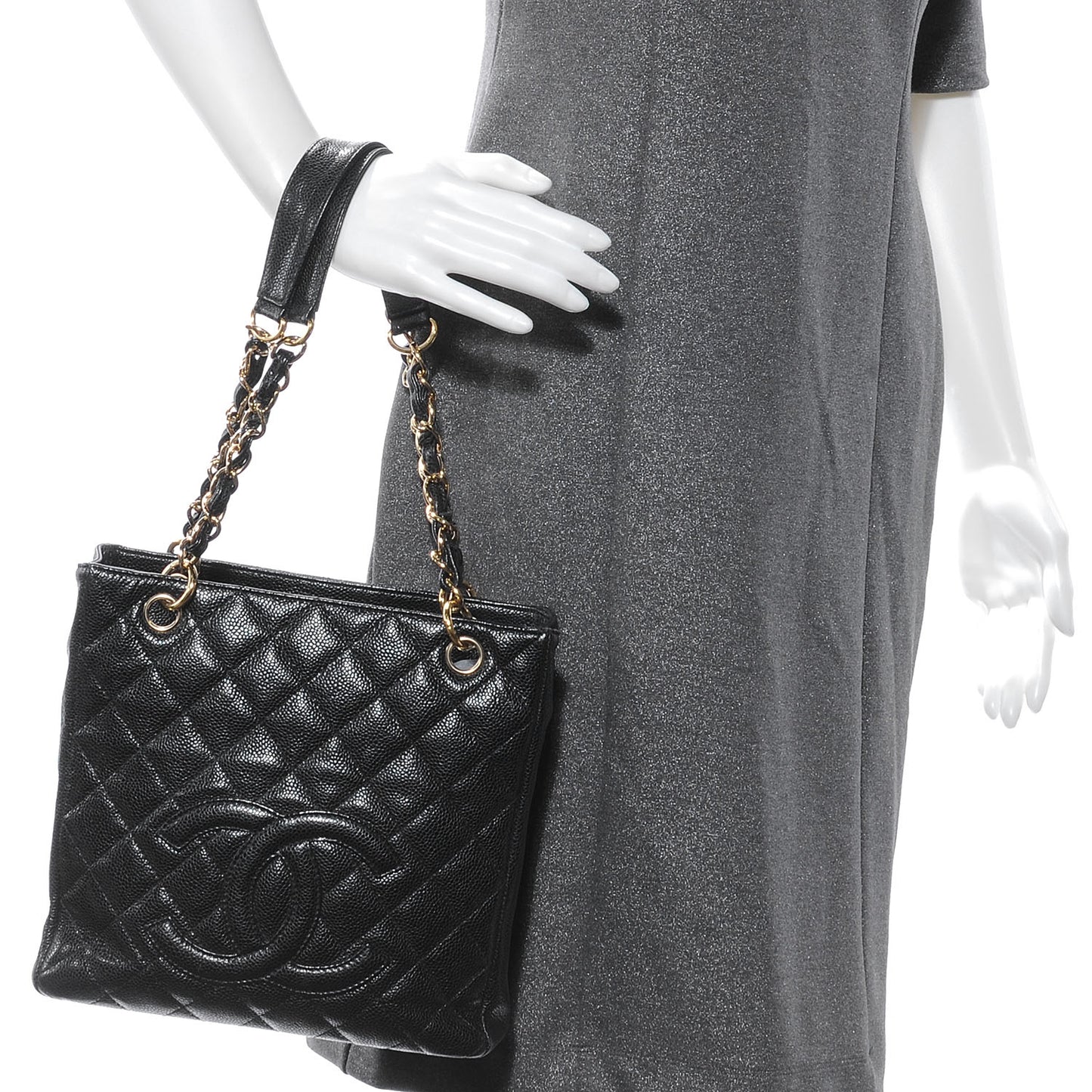 Caviar Petit Shopping Tote PST Black