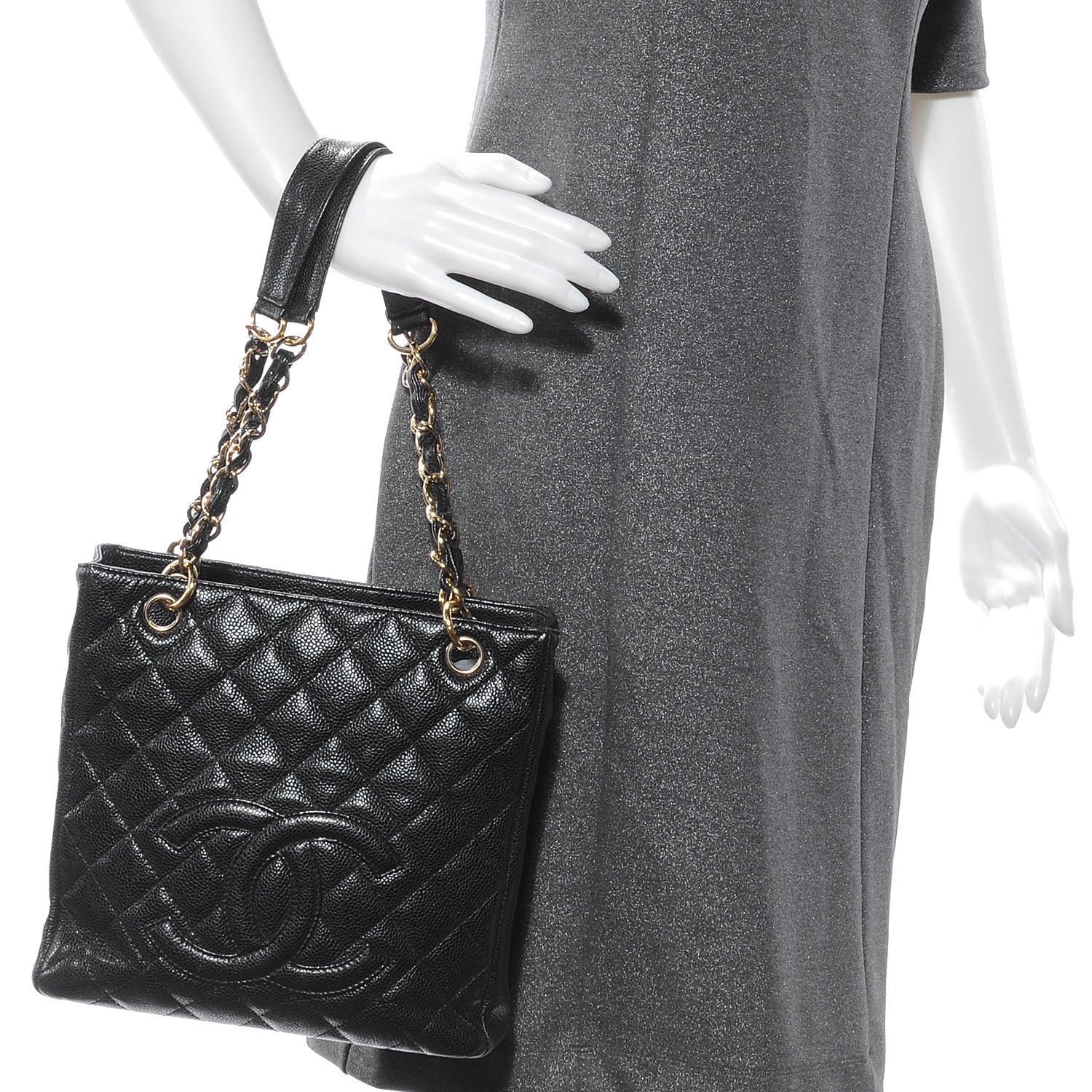 Chanel Caviar Petit Shopping Tote PST Black 2 of 9