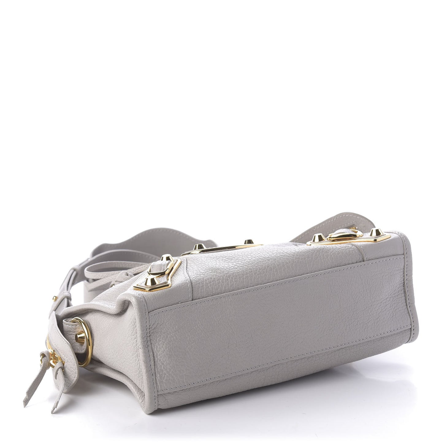 Chevre Gold Metallic Edge Hardware Mini City Gris Clair Gris Perle