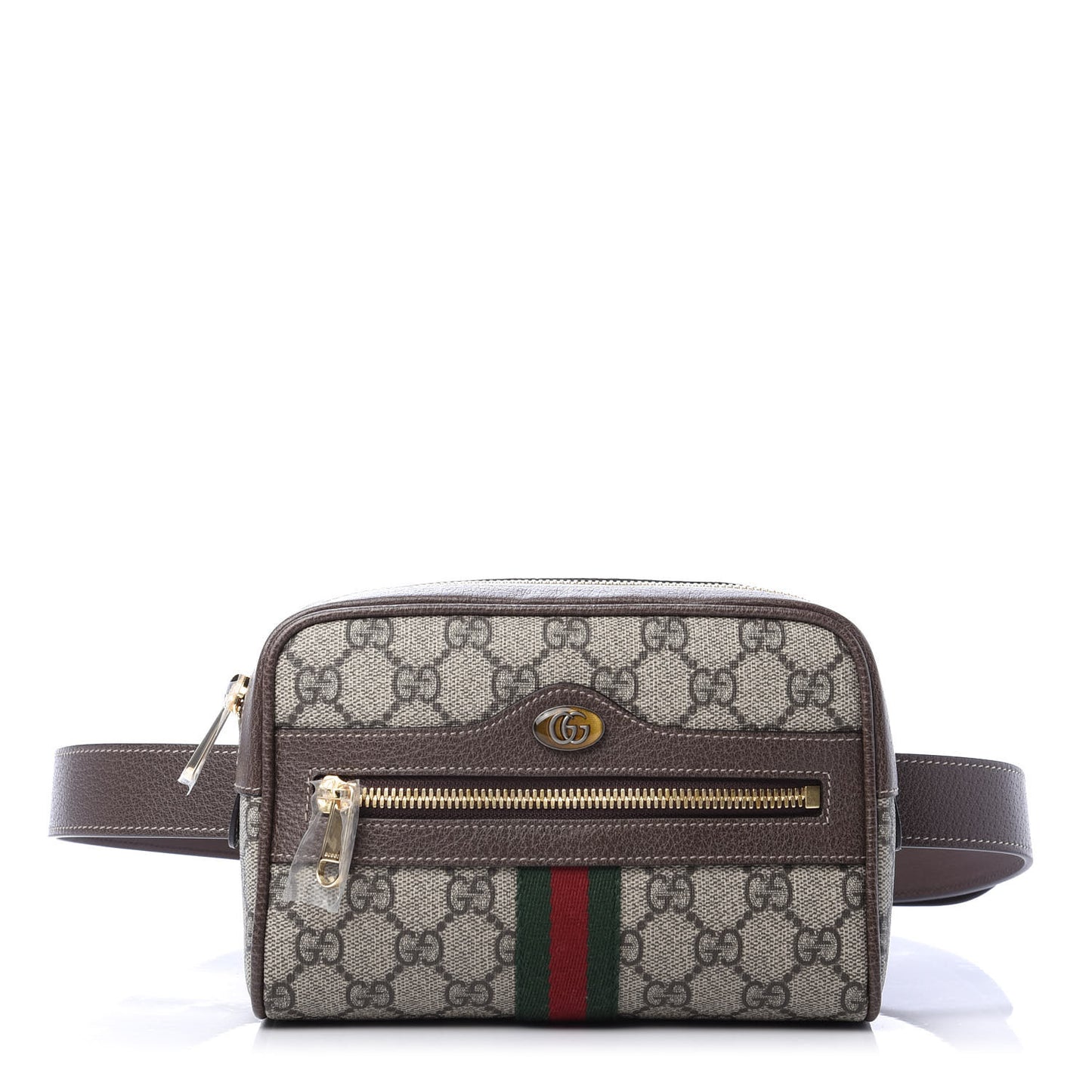 GG Supreme Monogram Web Small Ophidia Belt Bag 85 34 Dark Brown