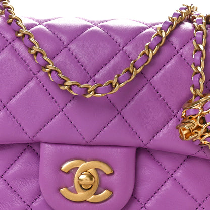Chanel Lambskin Quilted Mini Pearl Crush Flap Purple 8 of 10