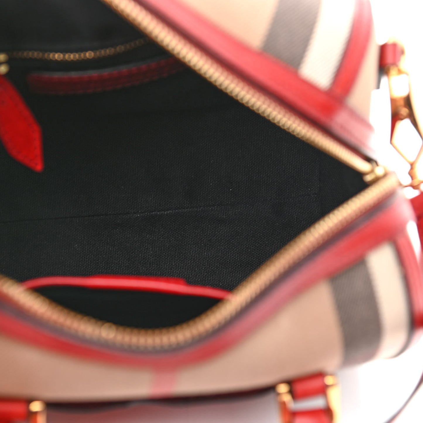 House Check Bridle Calfskin Small Alchester Bowling Bag Red