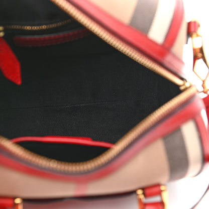 Burberry House Check Bridle Calfskin Small Alchester Bowling Bag Red 5 of 13