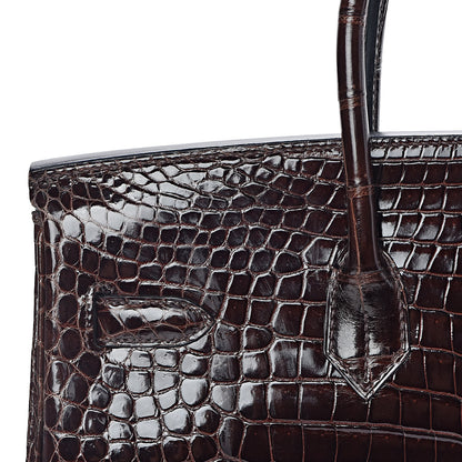 Hermes Shiny Porosus Crocodile Birkin 35 Cocoan 23 of 31