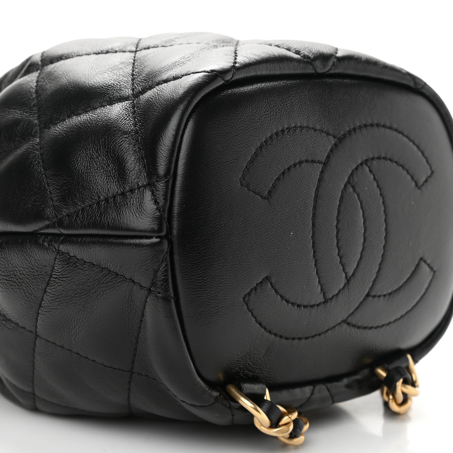 Calfskin Quilted CC Chain Bucket Backpack Black